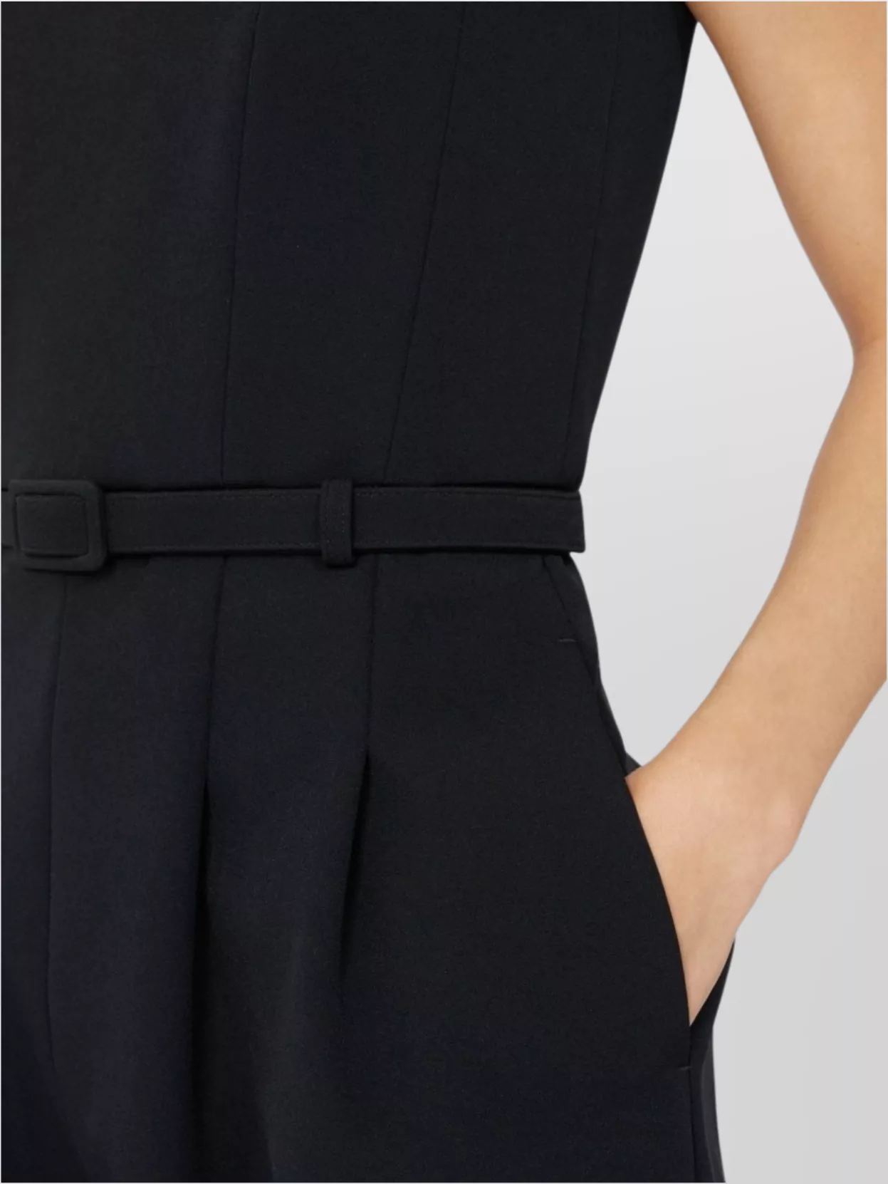 Max Mara Strapless Dress Belted Waist Tapered Legs