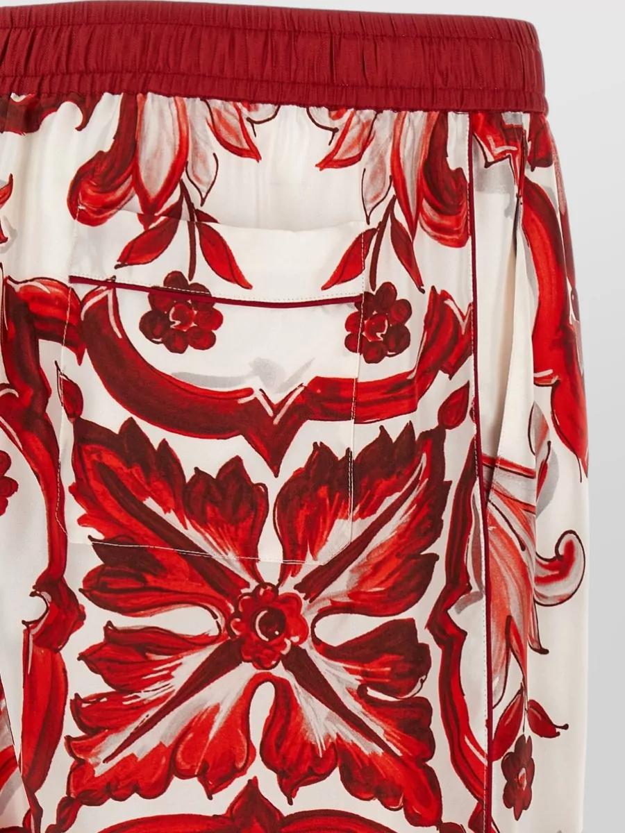 Dolce&Gabbana Silk Printed Wide-Leg Trousers