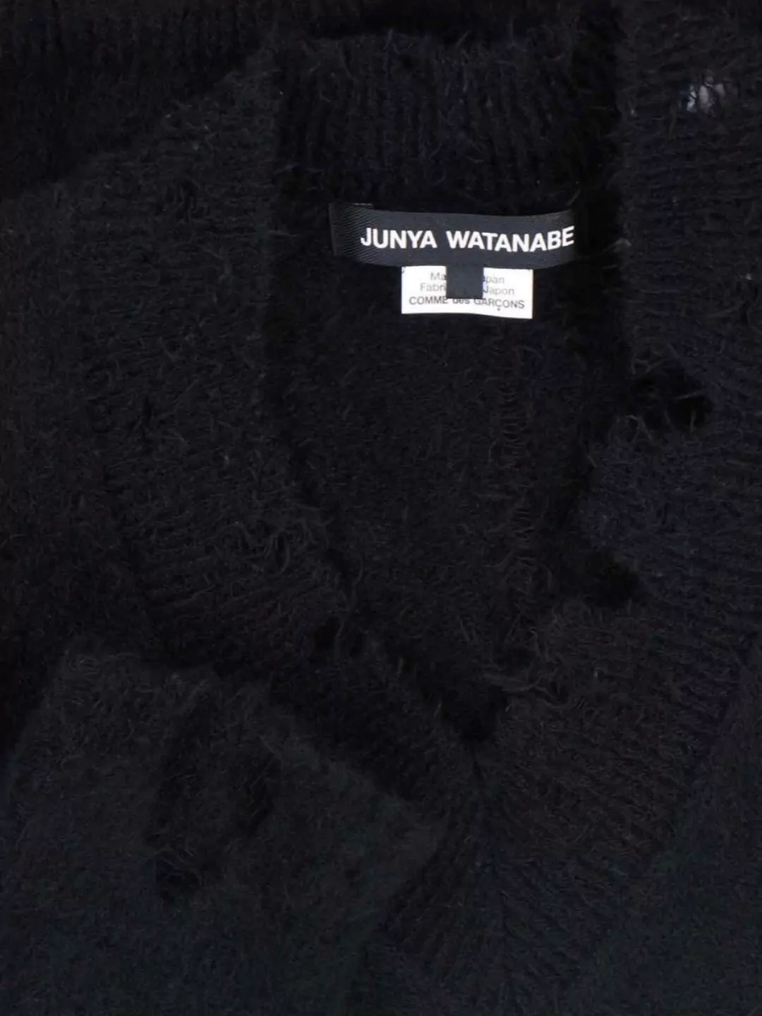 Junya Watanabe V-neck Knitwear With Distressed Long Sleeves In Black