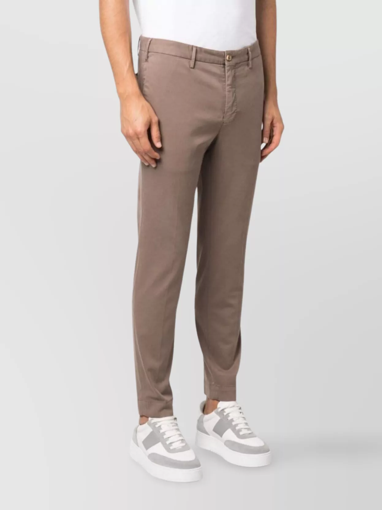 Incotex Cropped Cotton Trousers Featuring Pockets In Brown