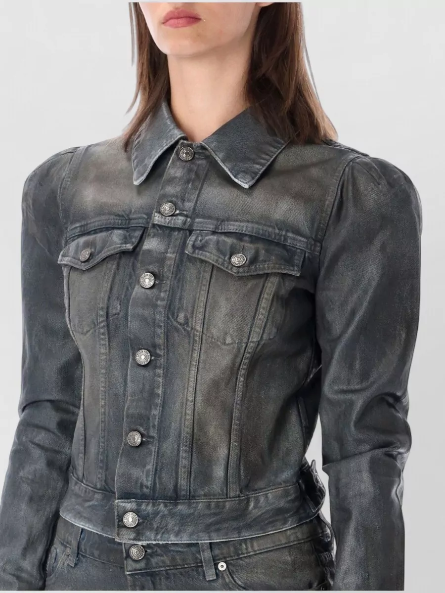 7 For All Mankind Waxed Cropped Denim Jacket