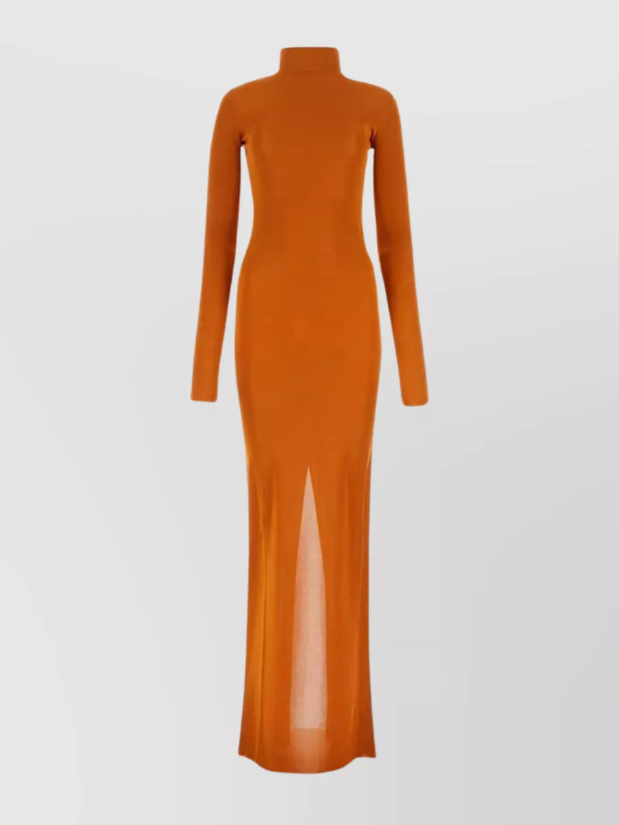 Saint Laurent Orange Dress In Brown