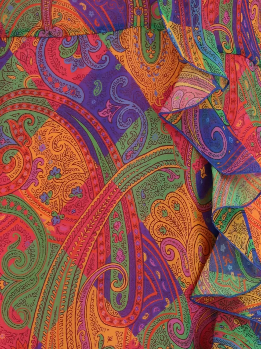 Etro Silk Asymmetric One-Shoulder V-Neck Maxi Dress
