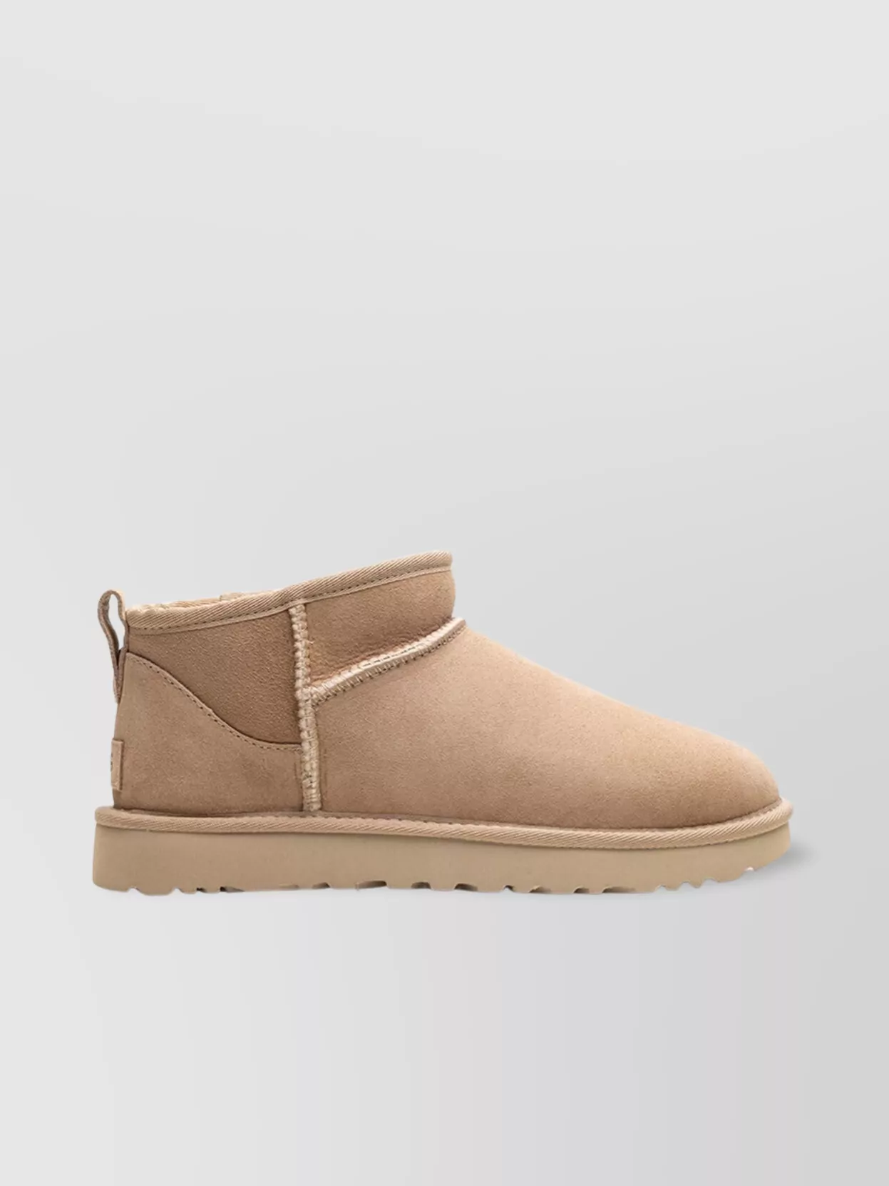 Ugg Classic Ultra Mini Low Heels Ankle Boots In Beige Suede In Neutrals