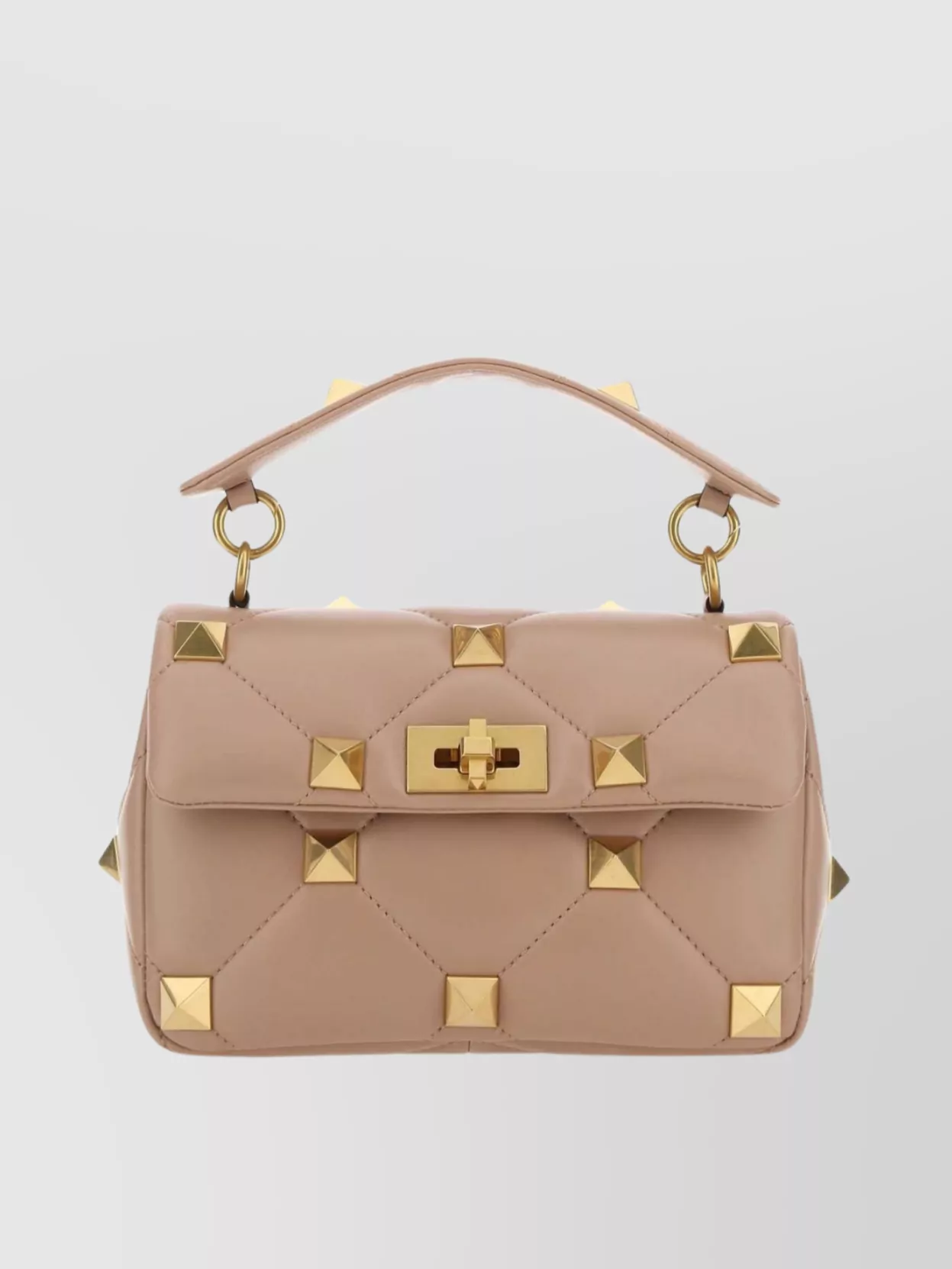 Shop Valentino Medium Roman Stud Leather Handbag With Top Handle