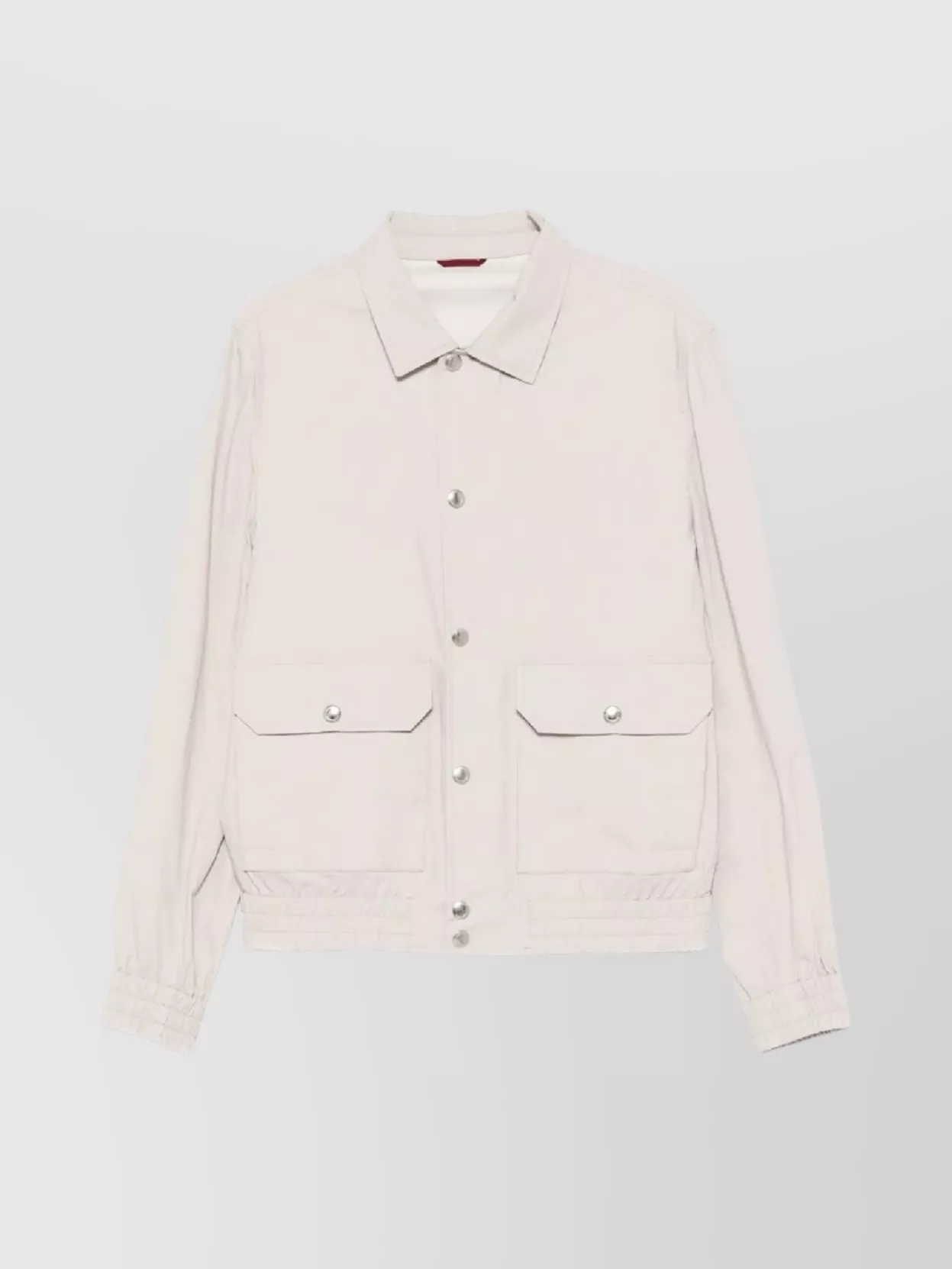 Brunello Cucinelli Collared Jacket With Elasticated Cuffs And Hem In Neutral