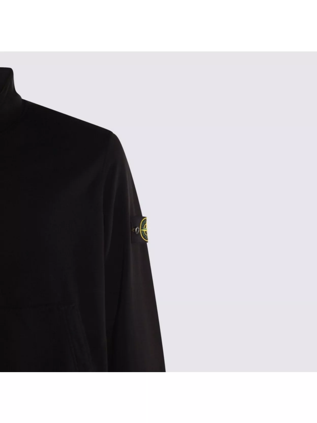 Stone Island High Collar Ribbed Cuffs Side Pockets Sweatshirt In Black