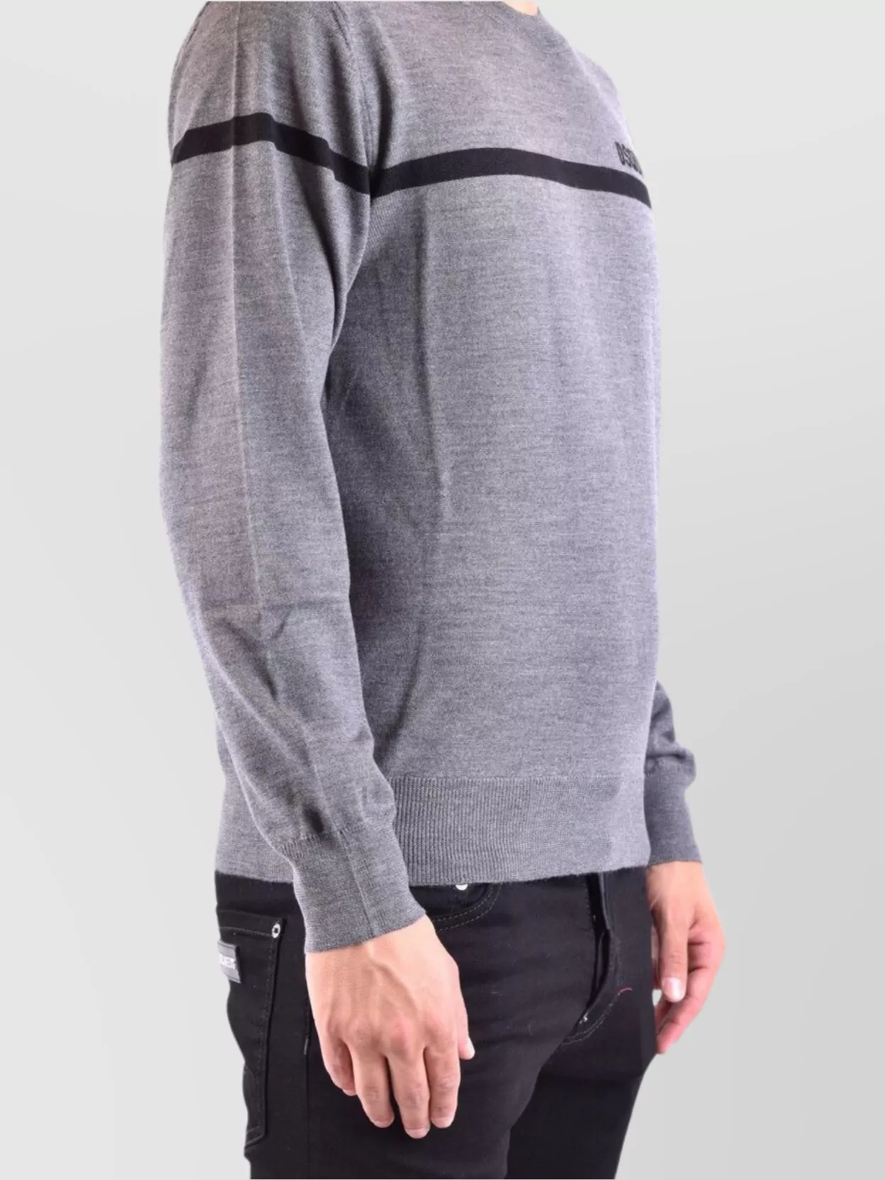 Dsquared2 Virgin Wool D2 Line Crew-neck Sweater In Gray