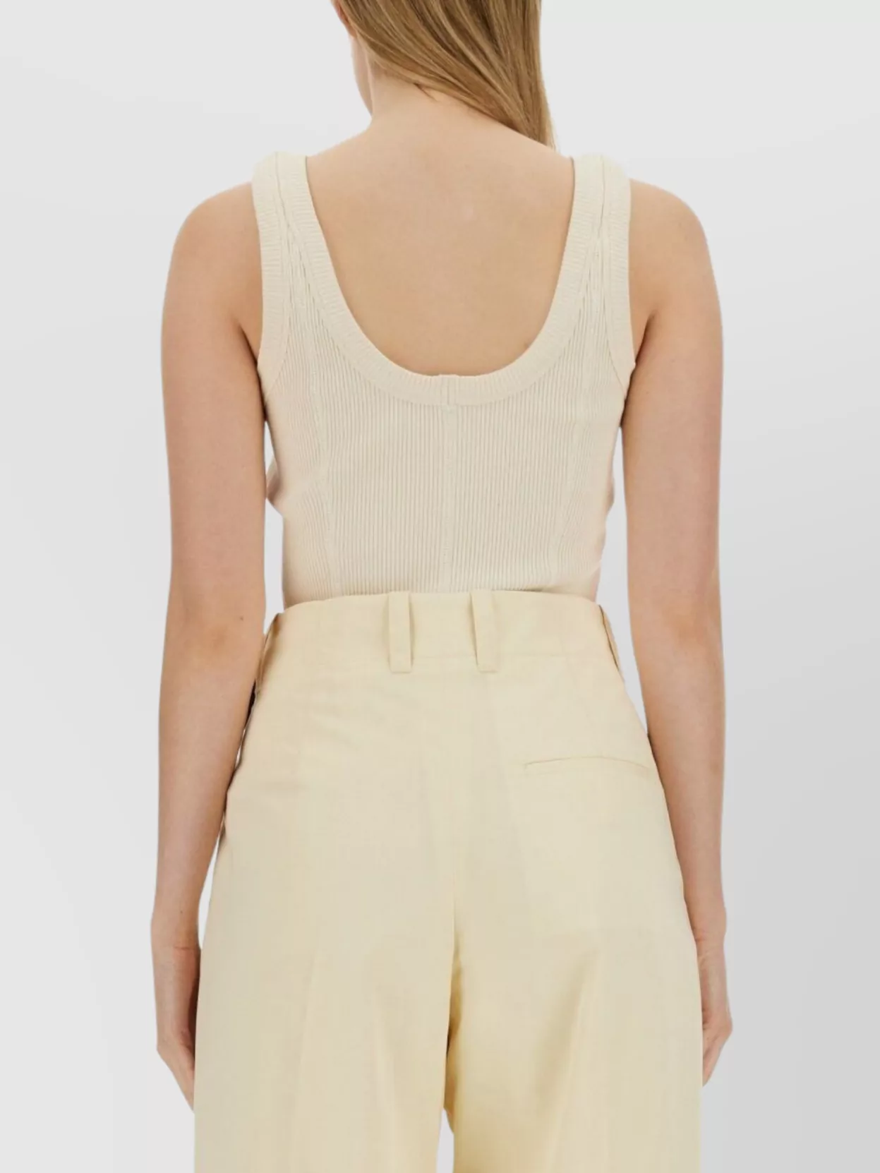 Bottega Veneta Sleeveless Scoop Neck Ribbed Top With Buttons