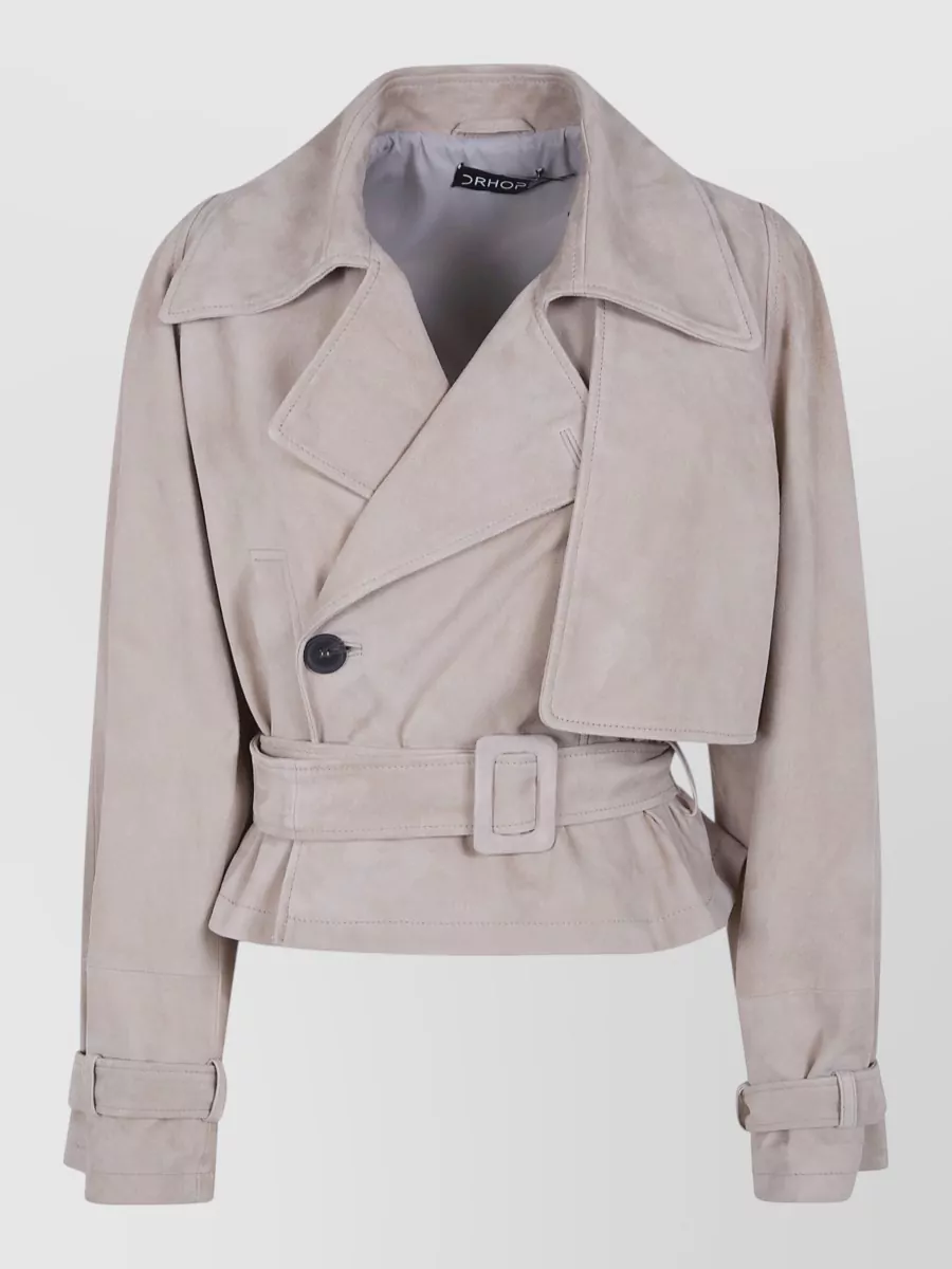 DrHope Suede cropped trench jacket
