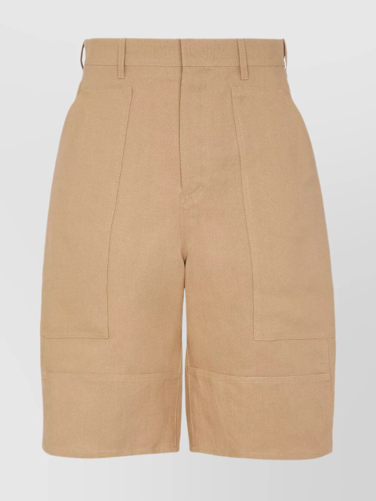 Fendi Canvas Bermuda Shorts With Workwear Pockets In Brown