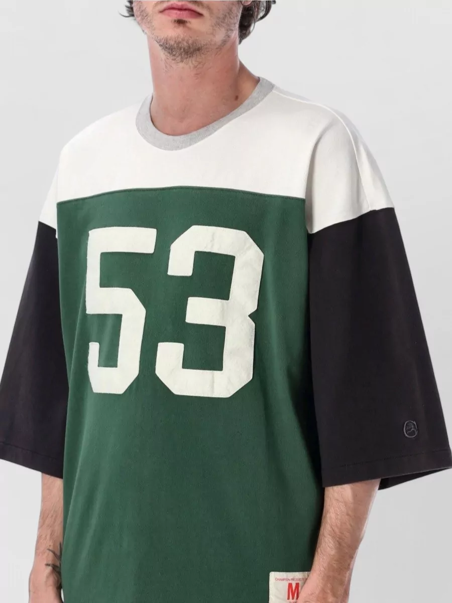 Champion Cotton Colorblock 3/4 Sleeve T-Shirt