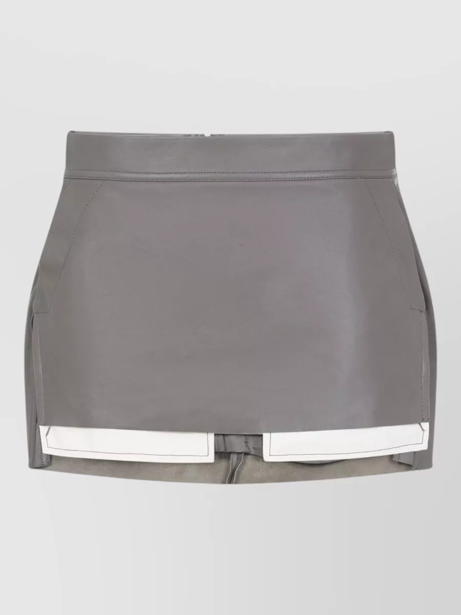 Rick Owens Fog Cutoff Lamb Leather Mini Skirt