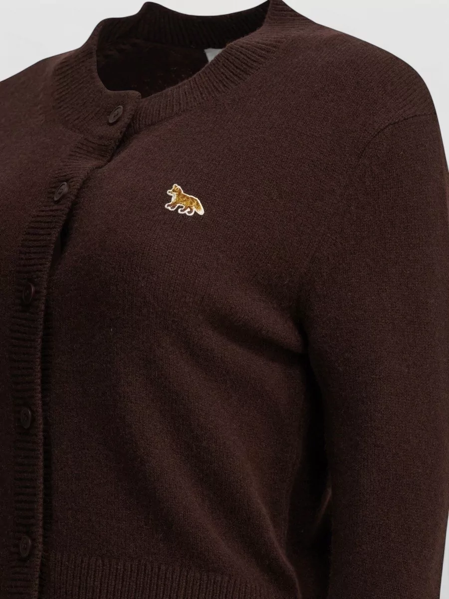 Maison Kitsuné Wool Ribbed Fitted Cardigan