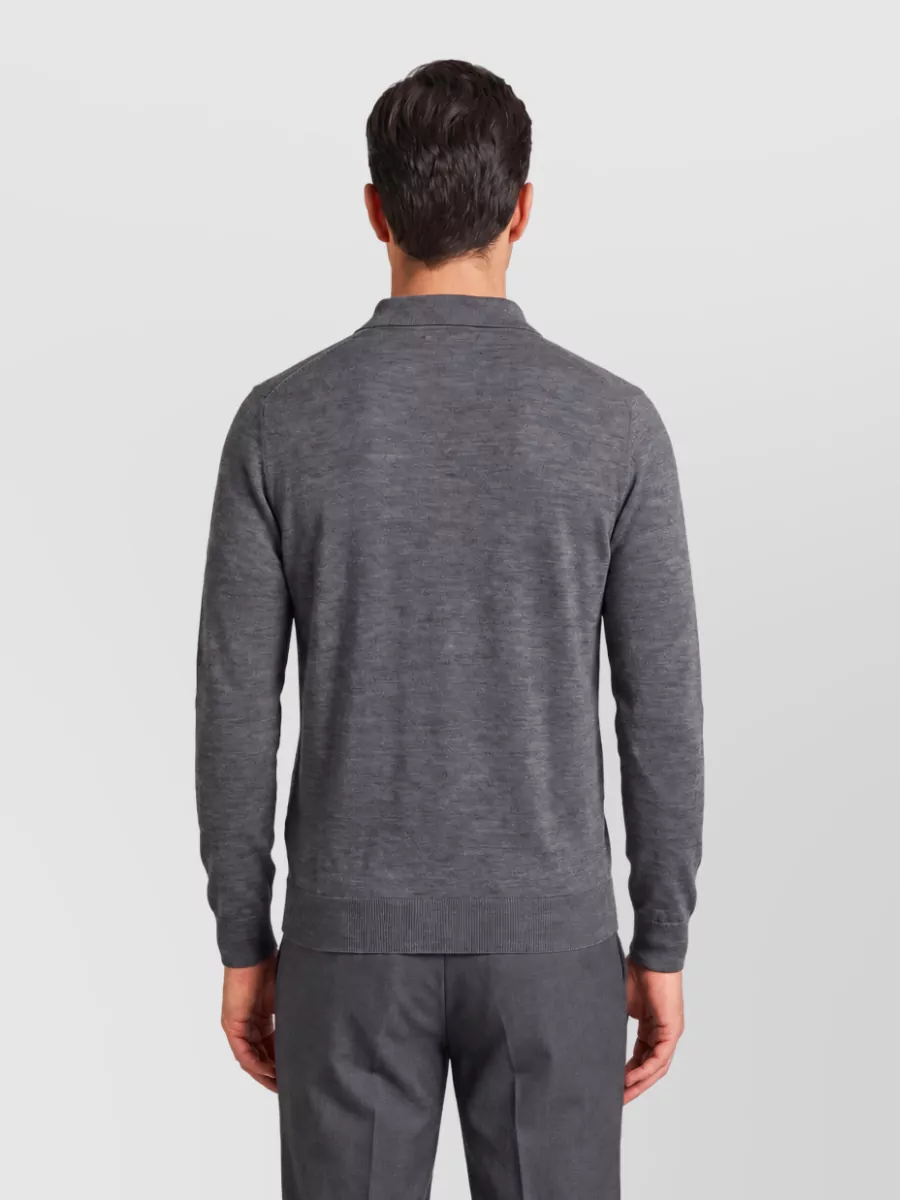 John Smedley Merino Wool Fine-Knit Long-Sleeve Polo Shirt