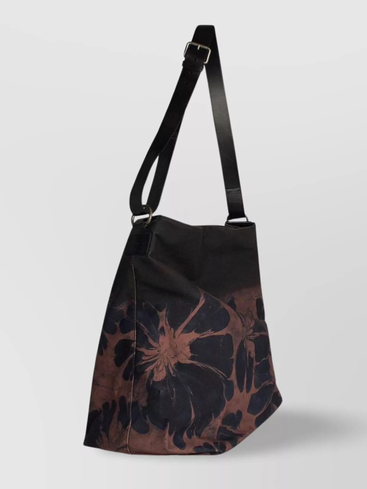 Dries Van Noten Mens Rust Floral-print Cotton Shoulder Bag