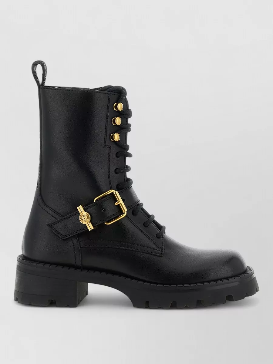 Versace Leather Lace-Up Ankle Boots