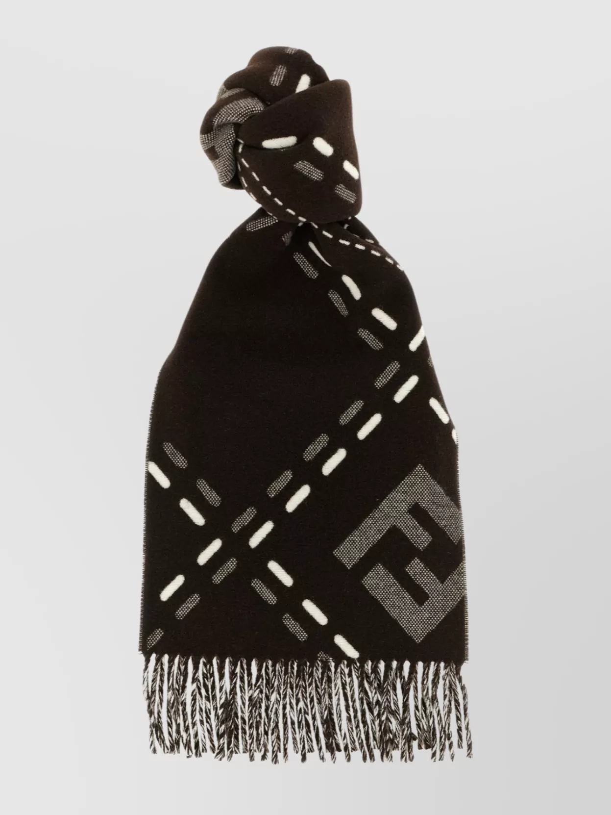 Fendi Rectangular Scarf Featuring Fringe Detail In Black