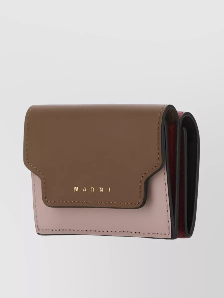 Shop Marni Color-block Folded Leather Wallet In Multicoloured