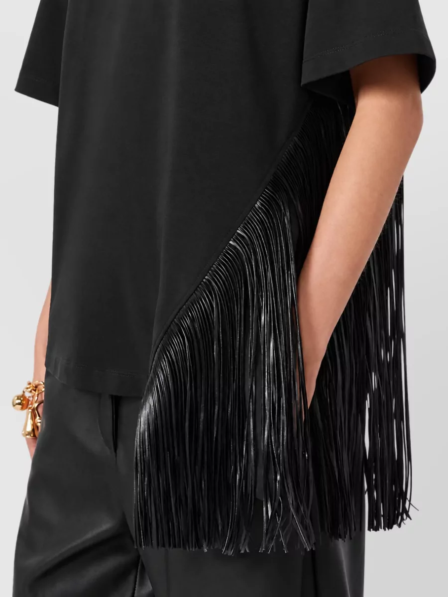 Sportmax Asymmetric Fringe Cotton T-Shirt