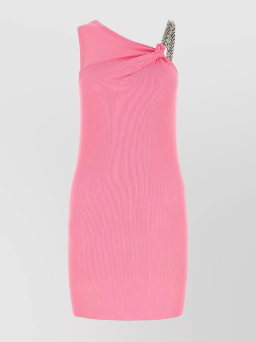 Shop Alyx Embellished One-shoulder Cotton Dress In Pink