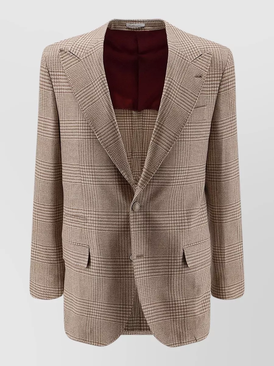 Brunello Cucinelli Prince of wales cashmere wool single-breasted blazer