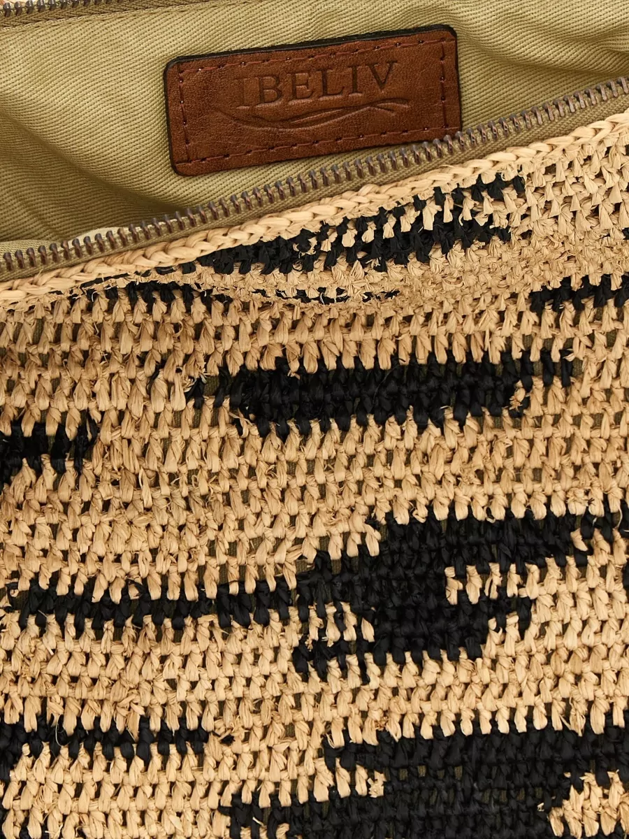 Ibeliv Raffia And Leather Crochet Clutch Bag