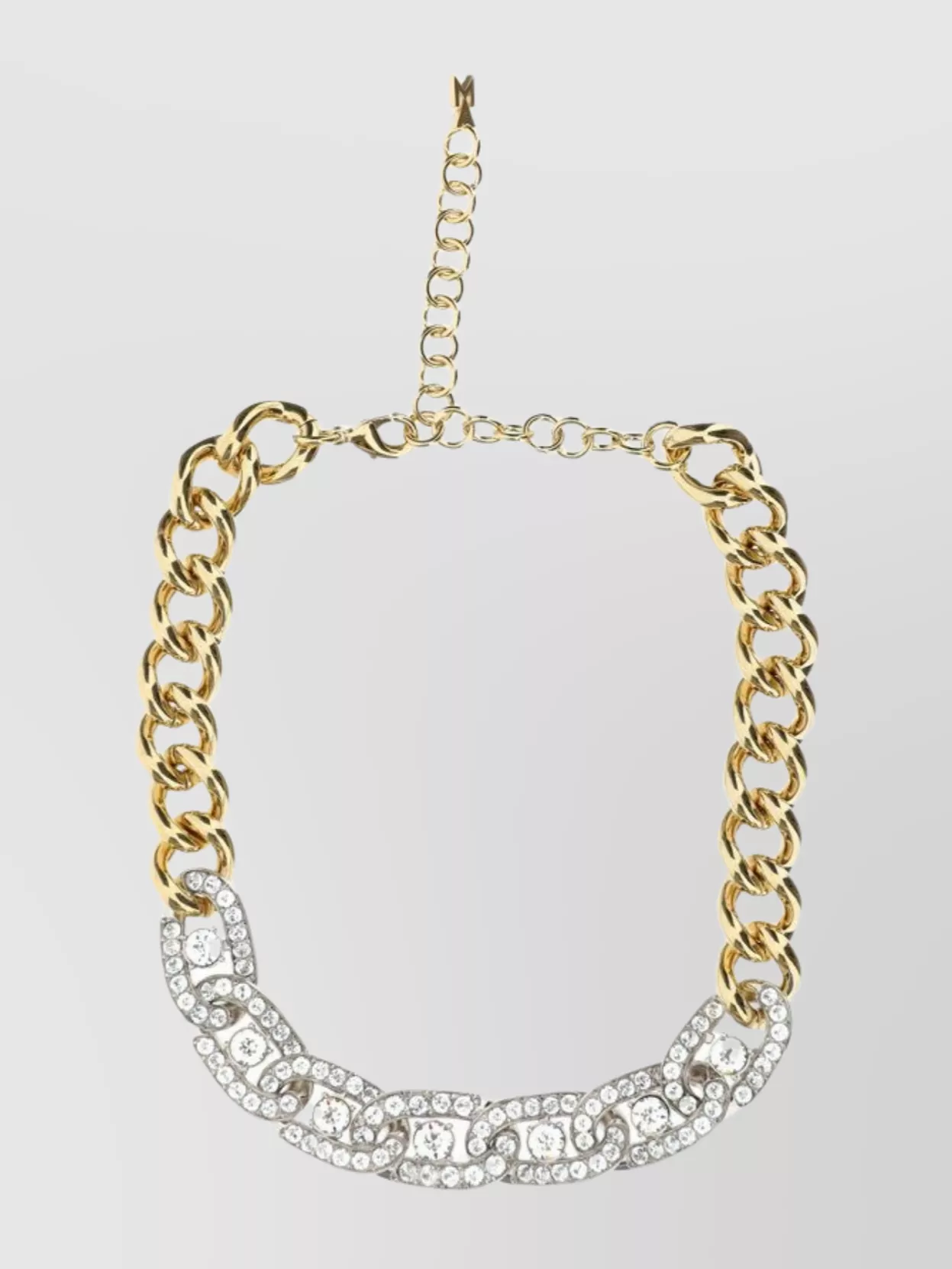 Shop Amina Muaddi Crystal Embellished Chain Link Necklace