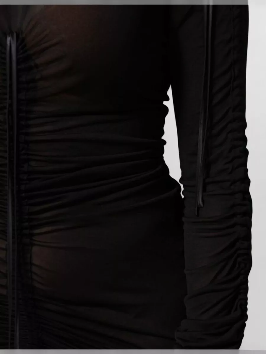 Dolce&Gabbana Silk-Blend Sheer Ruched Long-Sleeve Maxi Dress