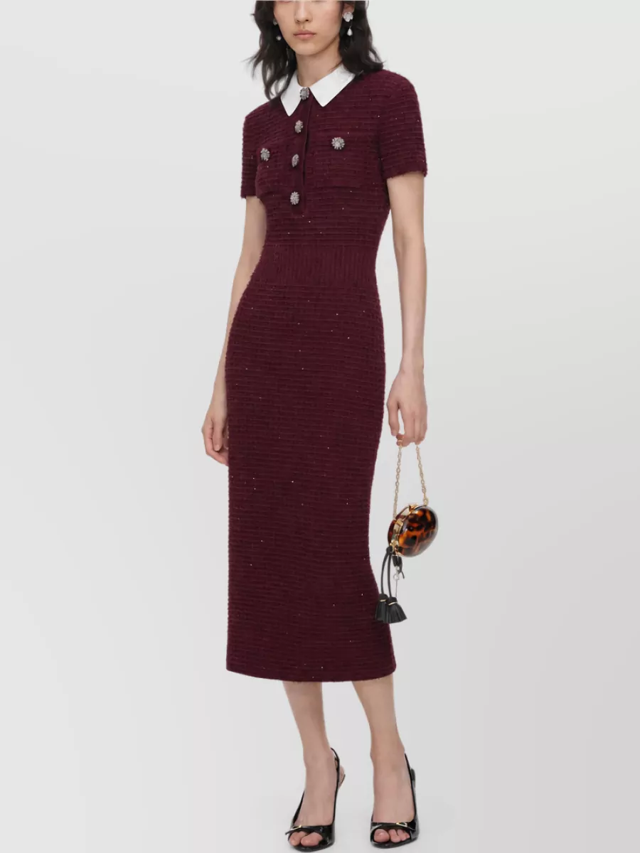 Self-Portrait Textured Knit Midi Dress