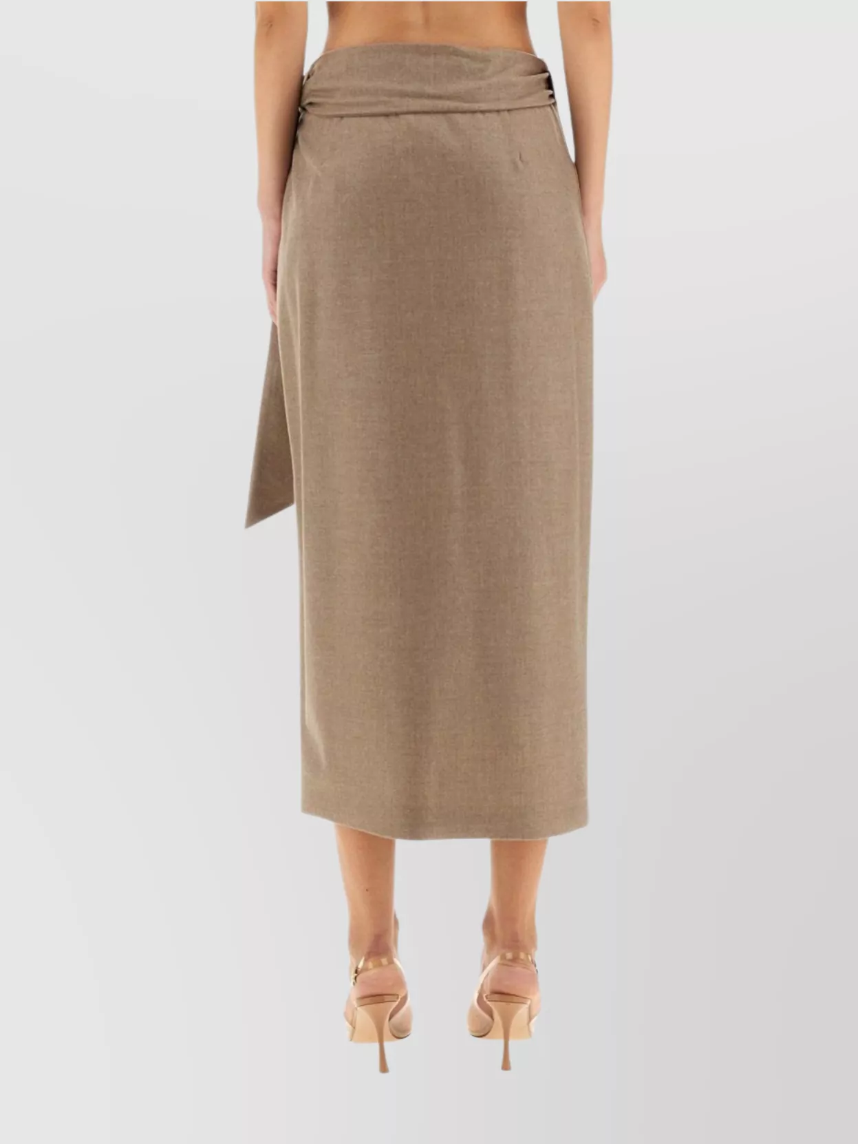 Max Mara High Waist Midi Wrap Skirt With Tie In Brown