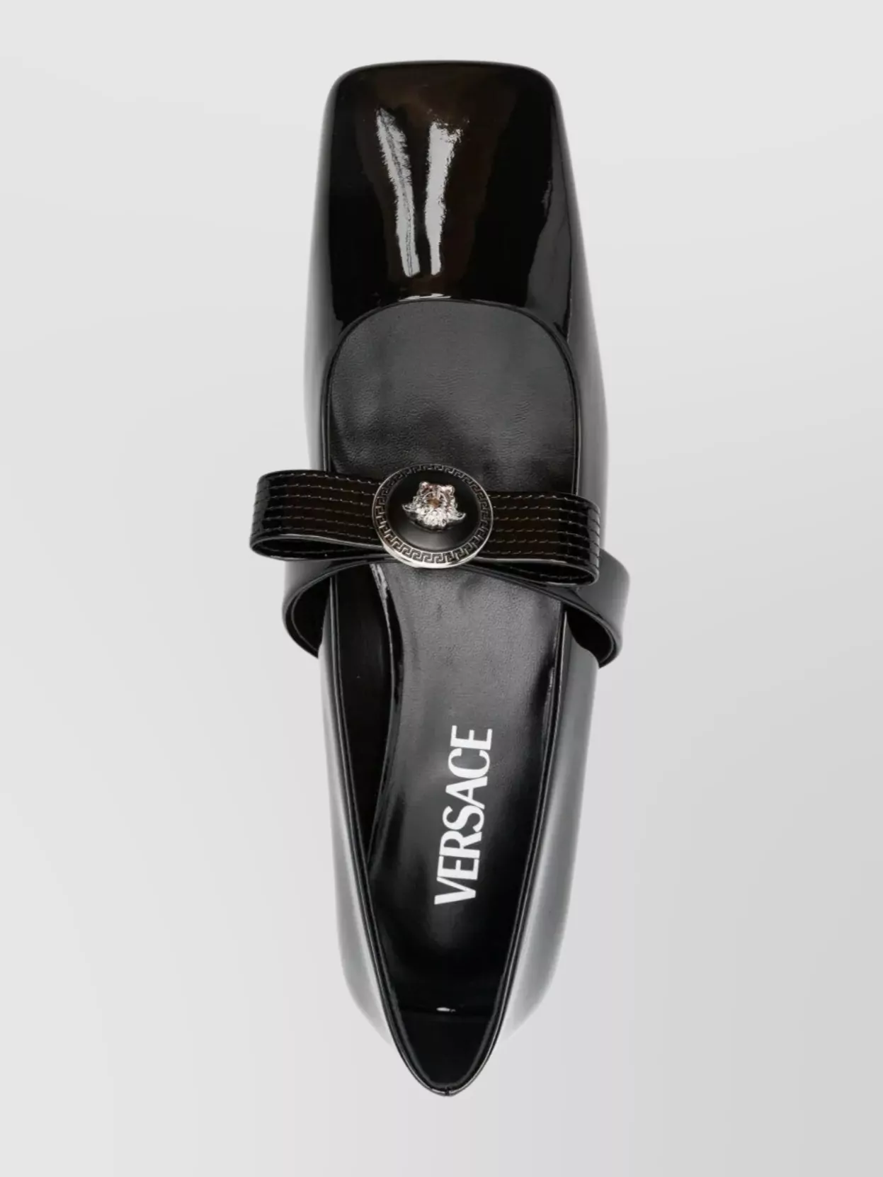 Versace Square Toe Buckle Detail Ballerina Shoes