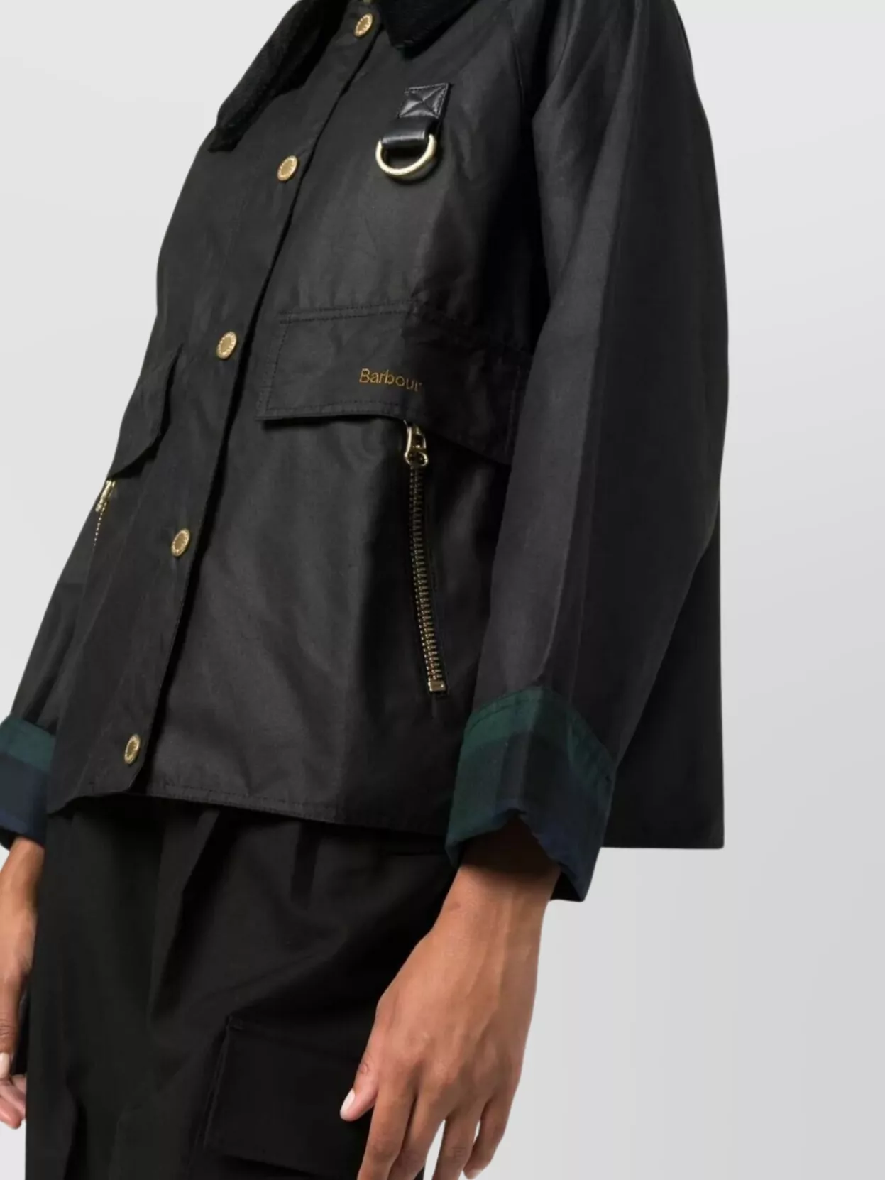 Barbour Jacket Featuring Corduroy Collar And D-Ring