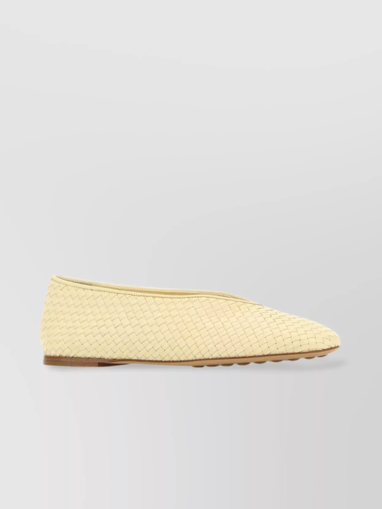 Bottega Veneta Leather Rosa Ballerinas With Flat Sole And Woven Texture