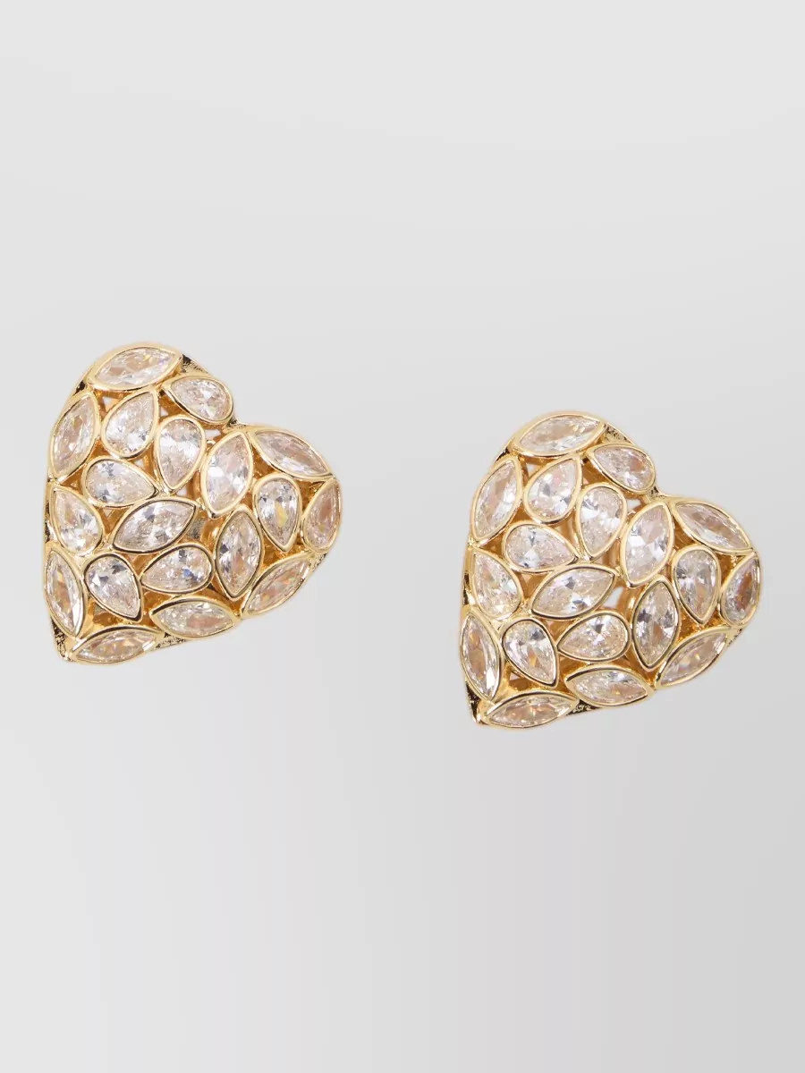 Self-Portrait crystal embellished heart earrings