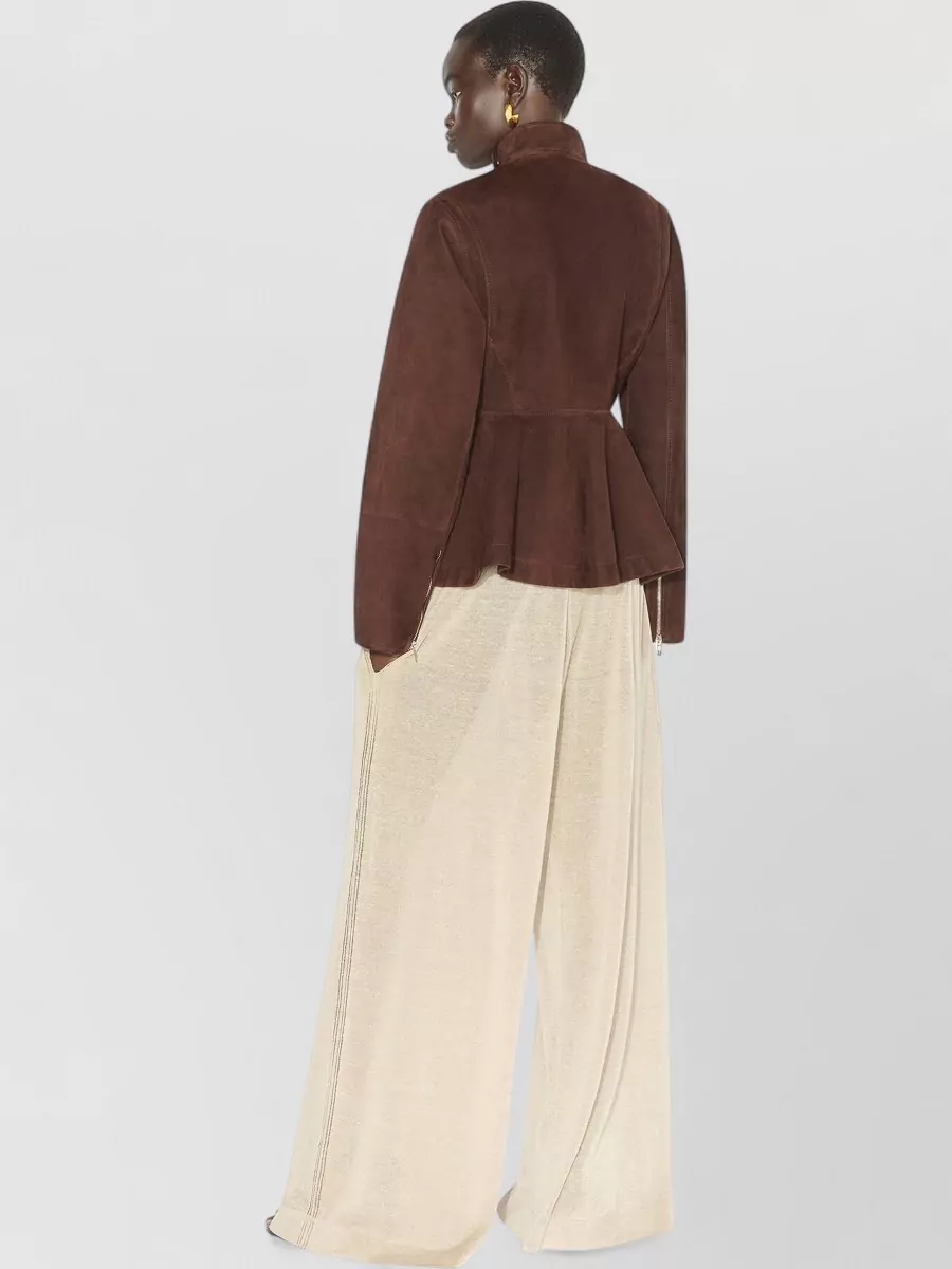 Alaïa Leather Peplum Single Breasted Coat