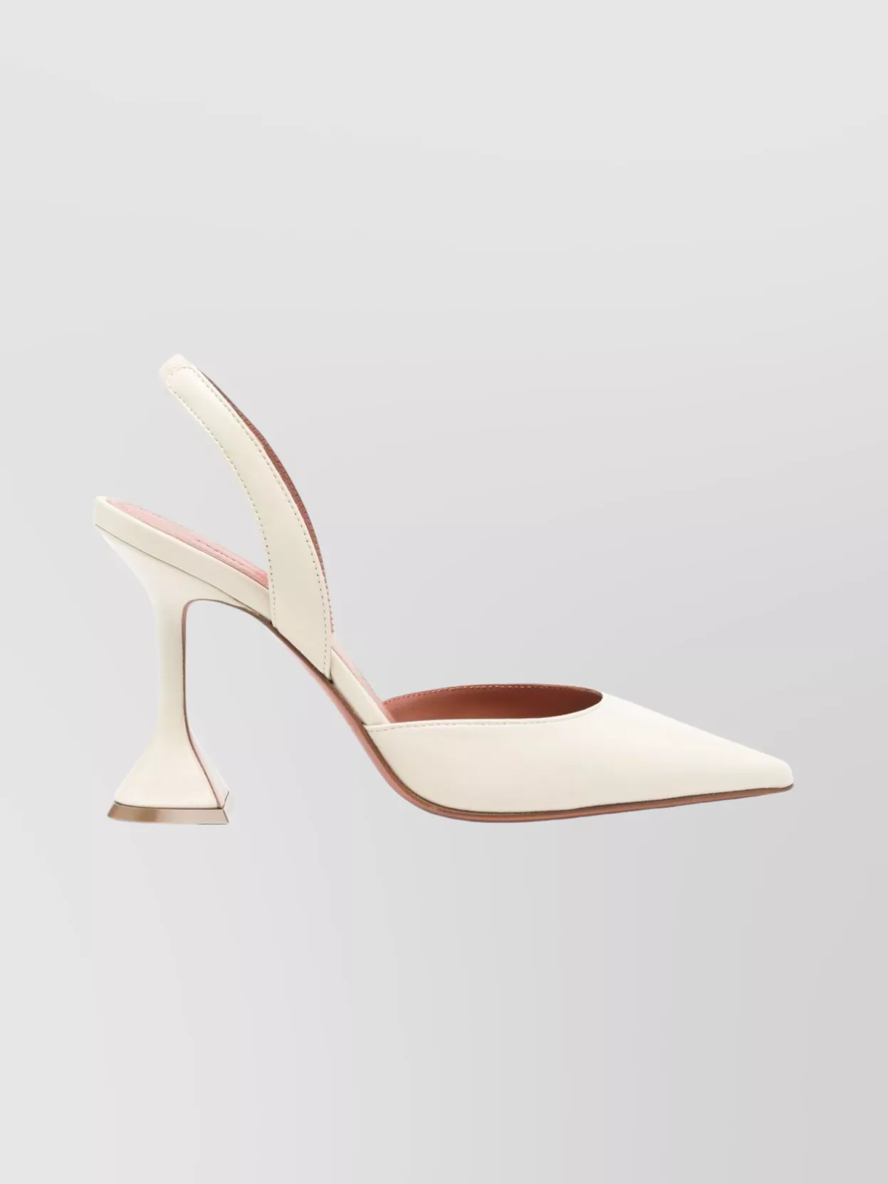 Amina Muaddi Sculptural Heel Leather Slingback Pumps In Neutral