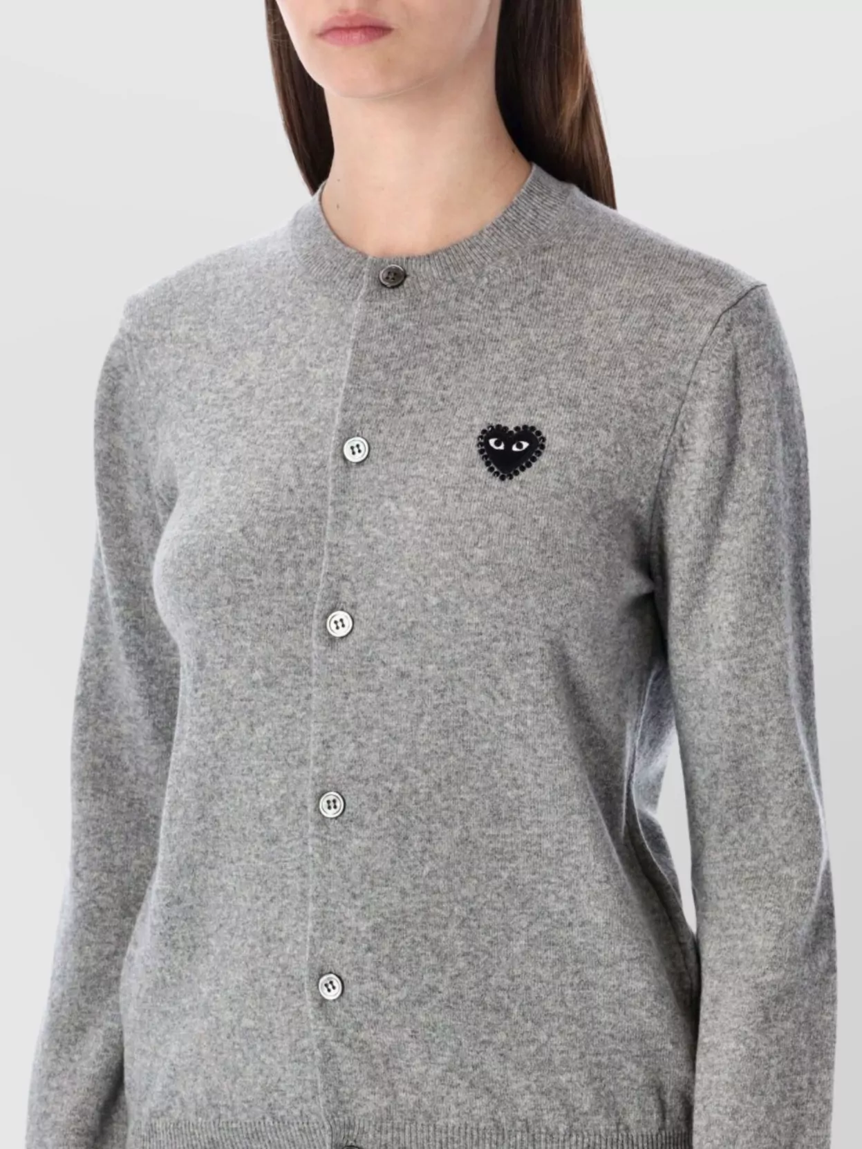 Comme Des Garçons Play Crystal Heart Cardigan Round Collar