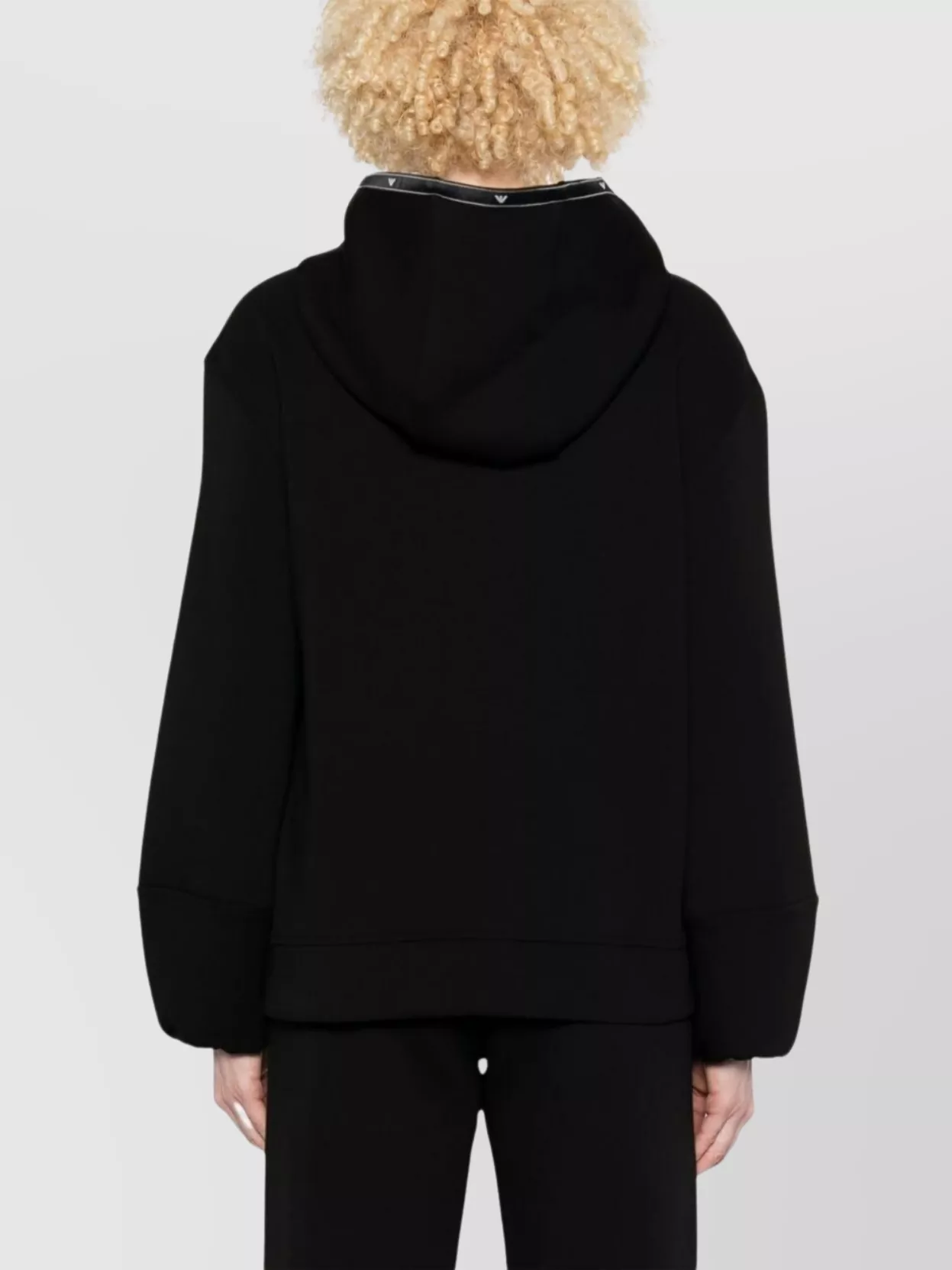 Emporio Armani Logo Cotton Blend Hoodie With Drop Shoulder