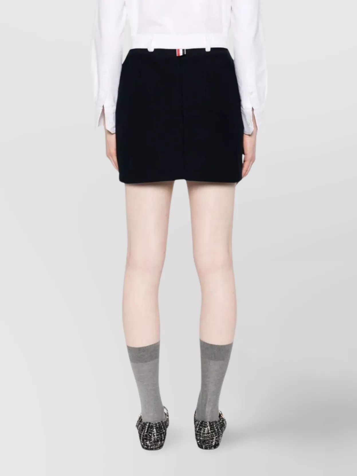 THOM BROWNE MINI SKIRT WITH BELT LOOPS AND CONTRAST WAISTBAND