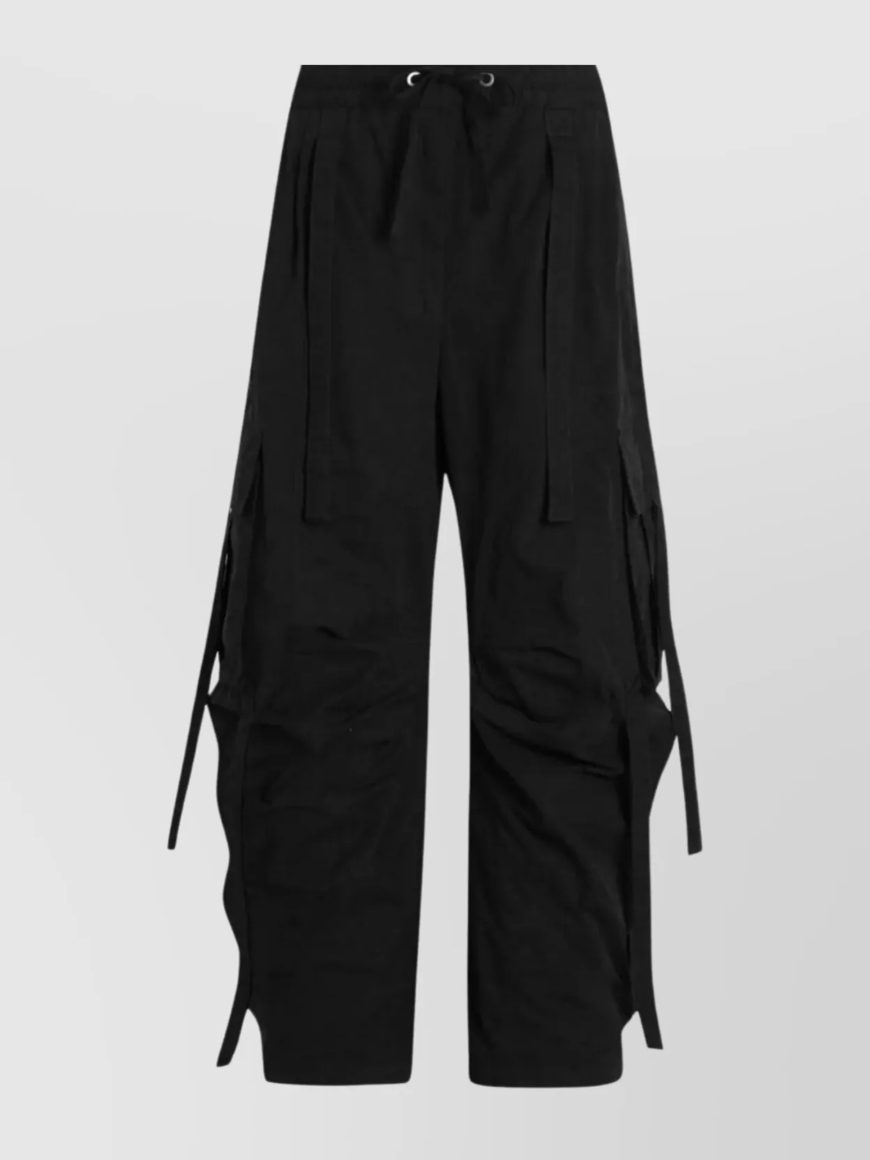 Dolce & Gabbana Wide Leg Cargo Trousers Pleated And Strap In Black