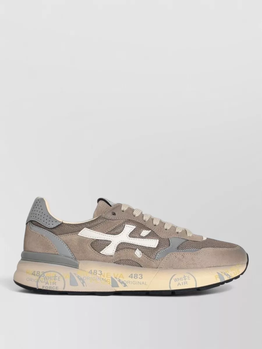 Premiata Mick Leather Blend Sneakers Contrast Sole