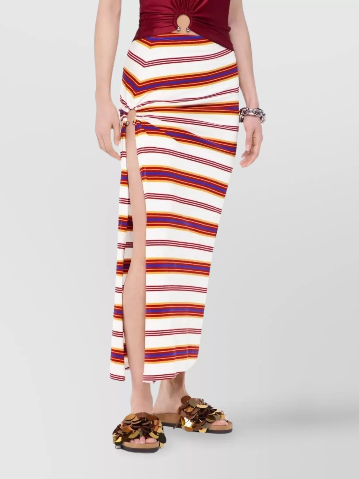 Paco Rabanne Asymmetrical Maxi Skirt Side Slit