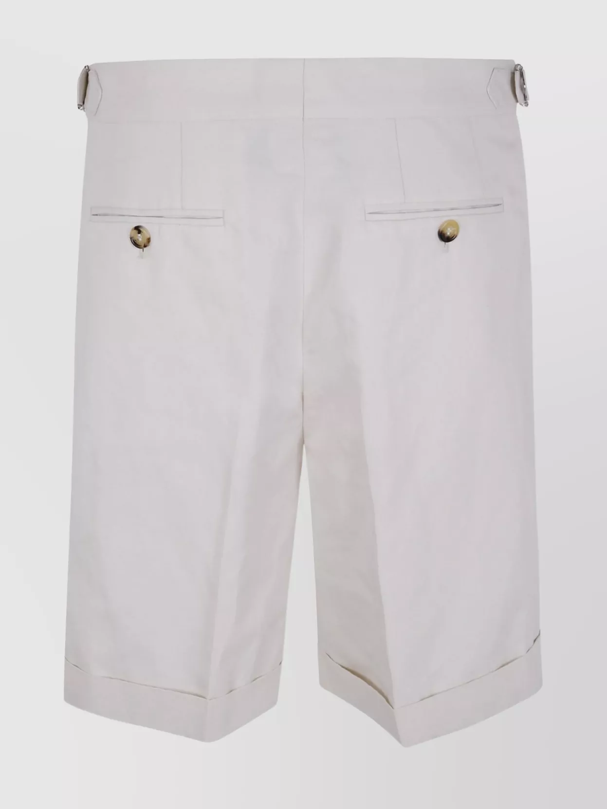 Brunello Cucinelli Bermuda Trousers With Pleats And Cuffs In White