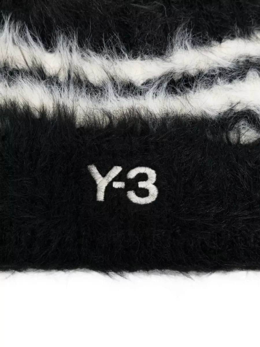 Y-3 Striped Logo-Embroidered Beanie