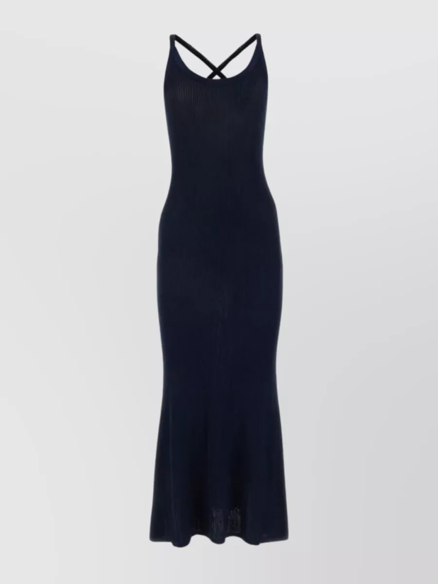 Shop Prada Cross-back Straps Silk Blend Dress In Blue