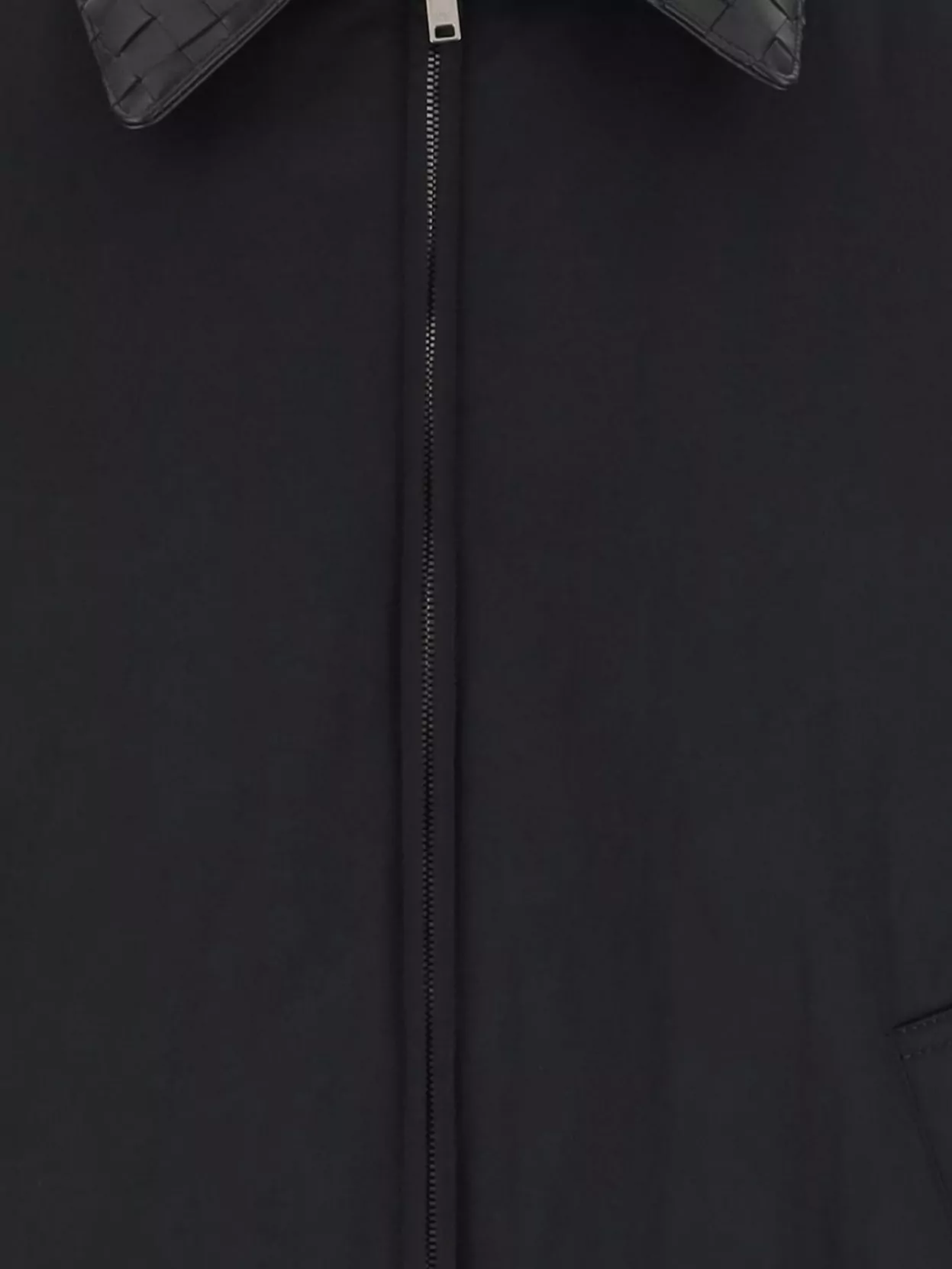 Bottega Veneta Nylon Jacket Featuring Woven Leather Collar