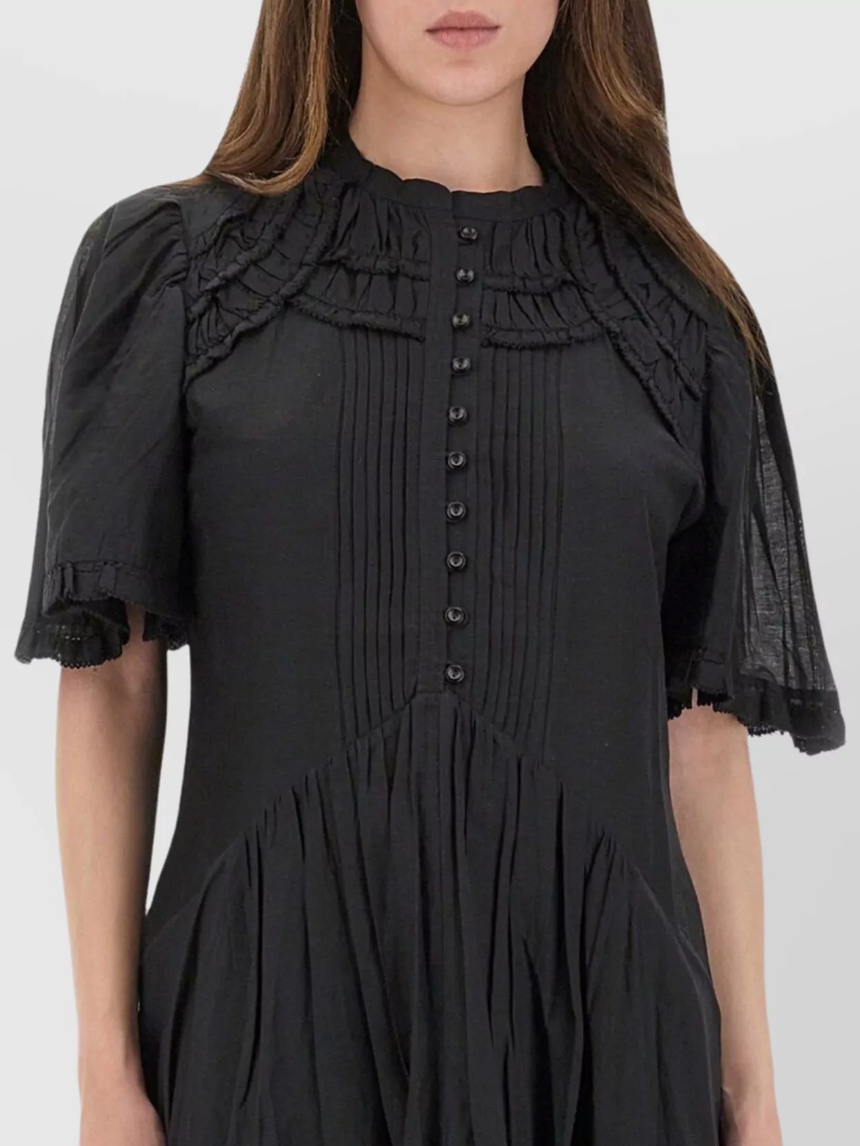 Isabel Marant Etoile Lace Trim Pleated Dress