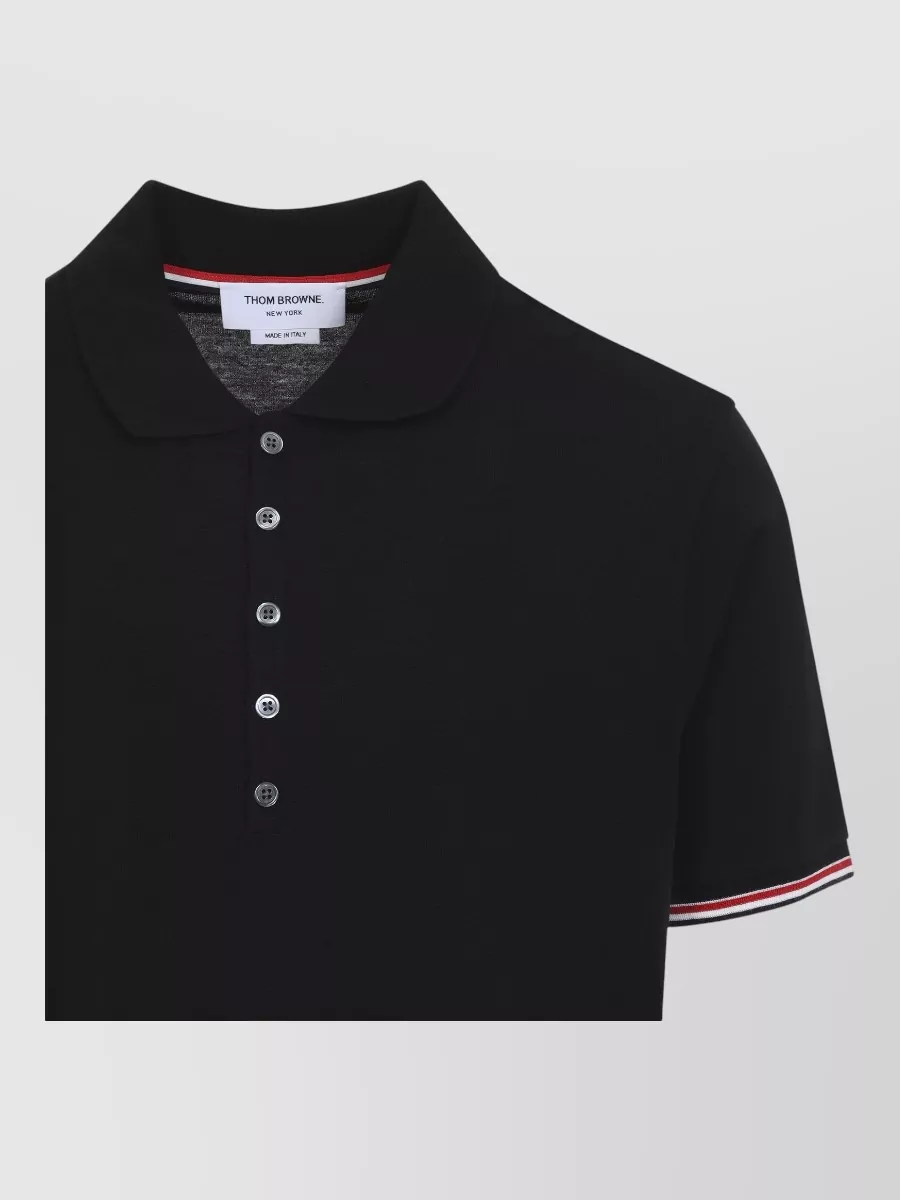 Thom Browne striped short-sleeve cotton polo shirt