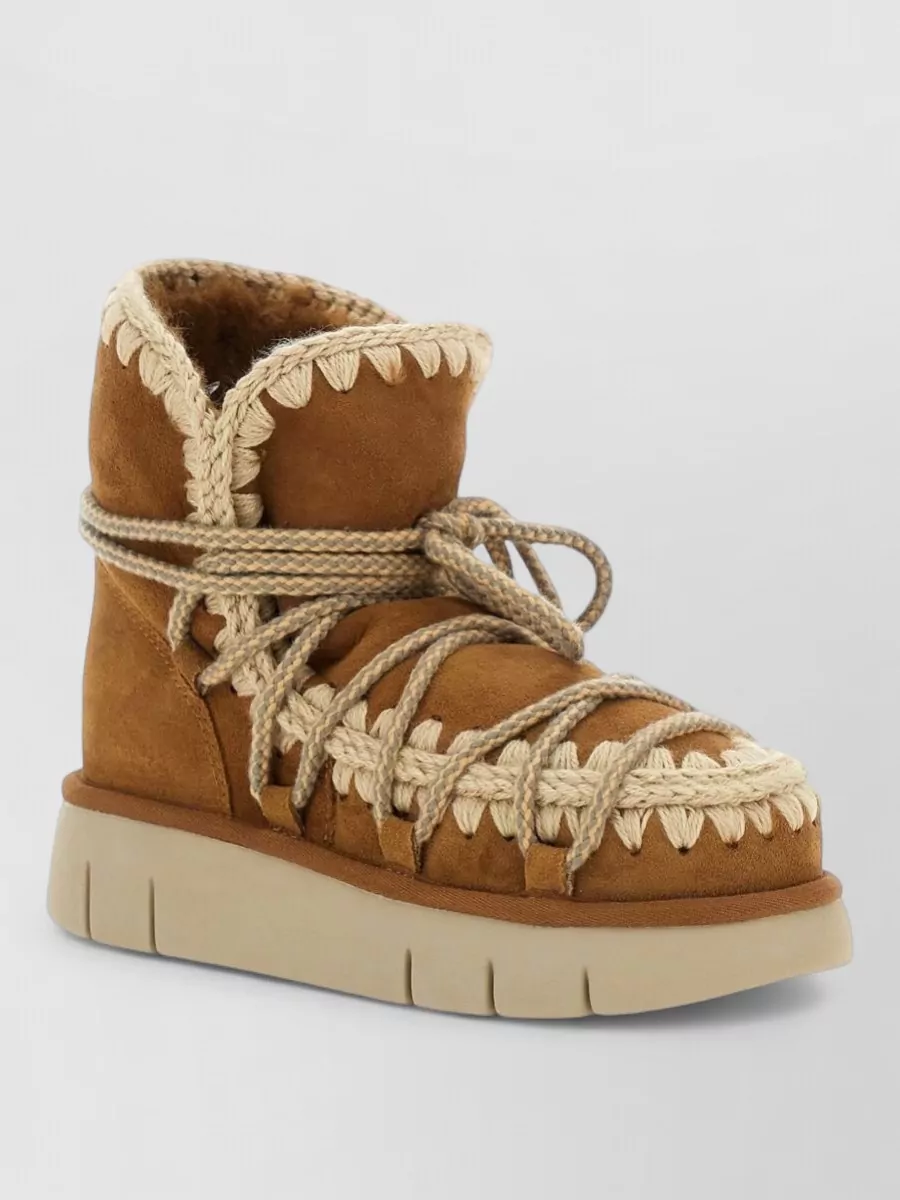 Mou leather platform ankle boots